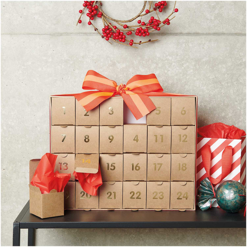 Advent calendar - Rico Design - kraft and gold, 24 pcs.