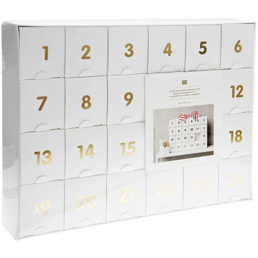 Advent calendar - Rico Design - white and gold, 24 pcs.