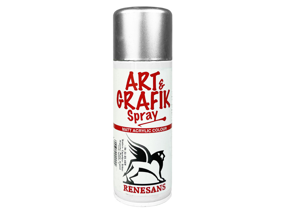 Farba akrylowa w sprayu metaliczna - Renesans - srebrna, 200 ml