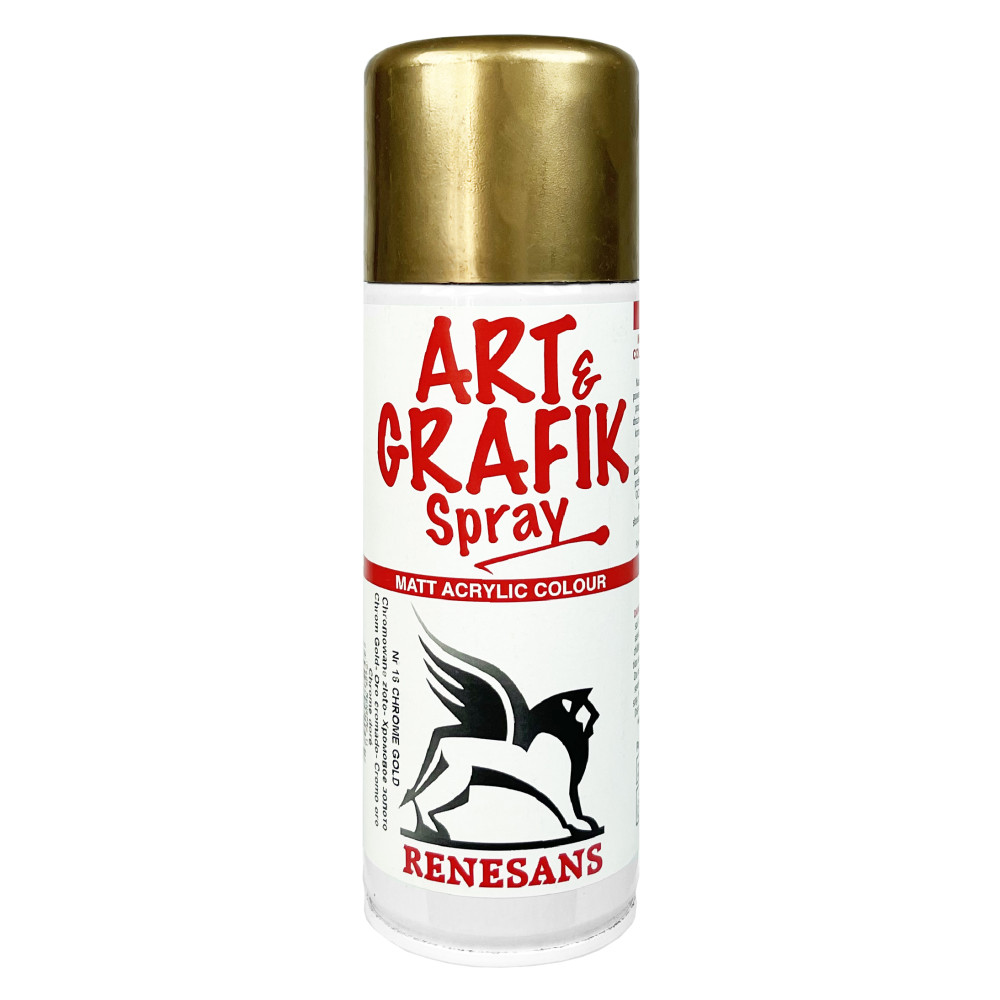 Acrylic metallic spray paint - Renesans - chrome gold, 200 ml