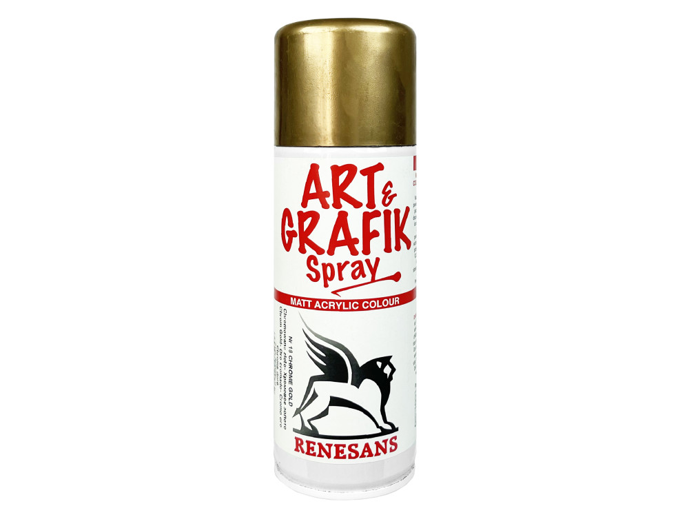 Acrylic metallic spray paint - Renesans - chrome gold, 200 ml