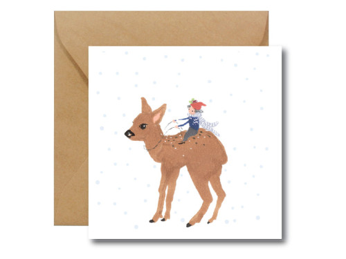 Greeting card - Hi Little - Deer, 14,5 x 14,5 cm