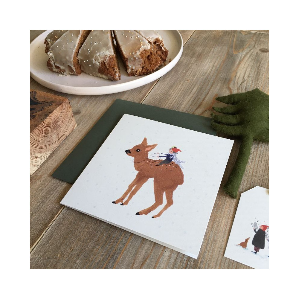 Greeting card - Hi Little - Deer, 14,5 x 14,5 cm