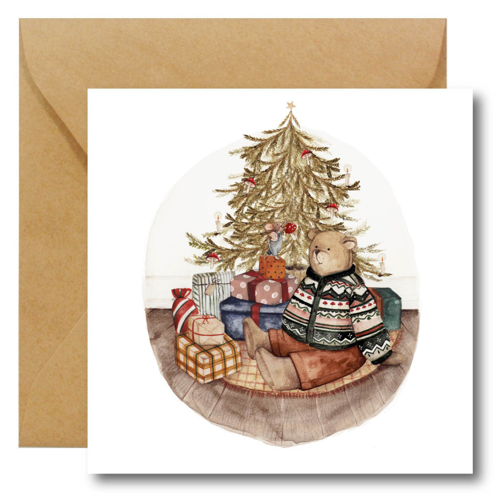 Greeting card - Hi Little - Christmas Bear, 14,5 x 14,5 cm