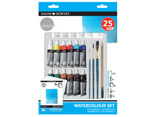Zestaw artystyczny z akwarelami Watercolour Set - Daler Rowney - 25 szt.