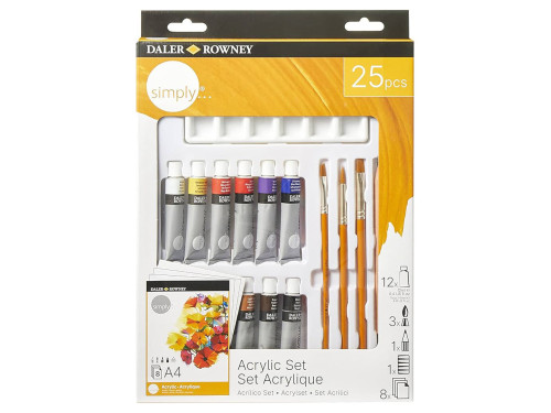 Zestaw artystyczny z akrylami Acrylic Set - Daler Rowney - 25 szt.