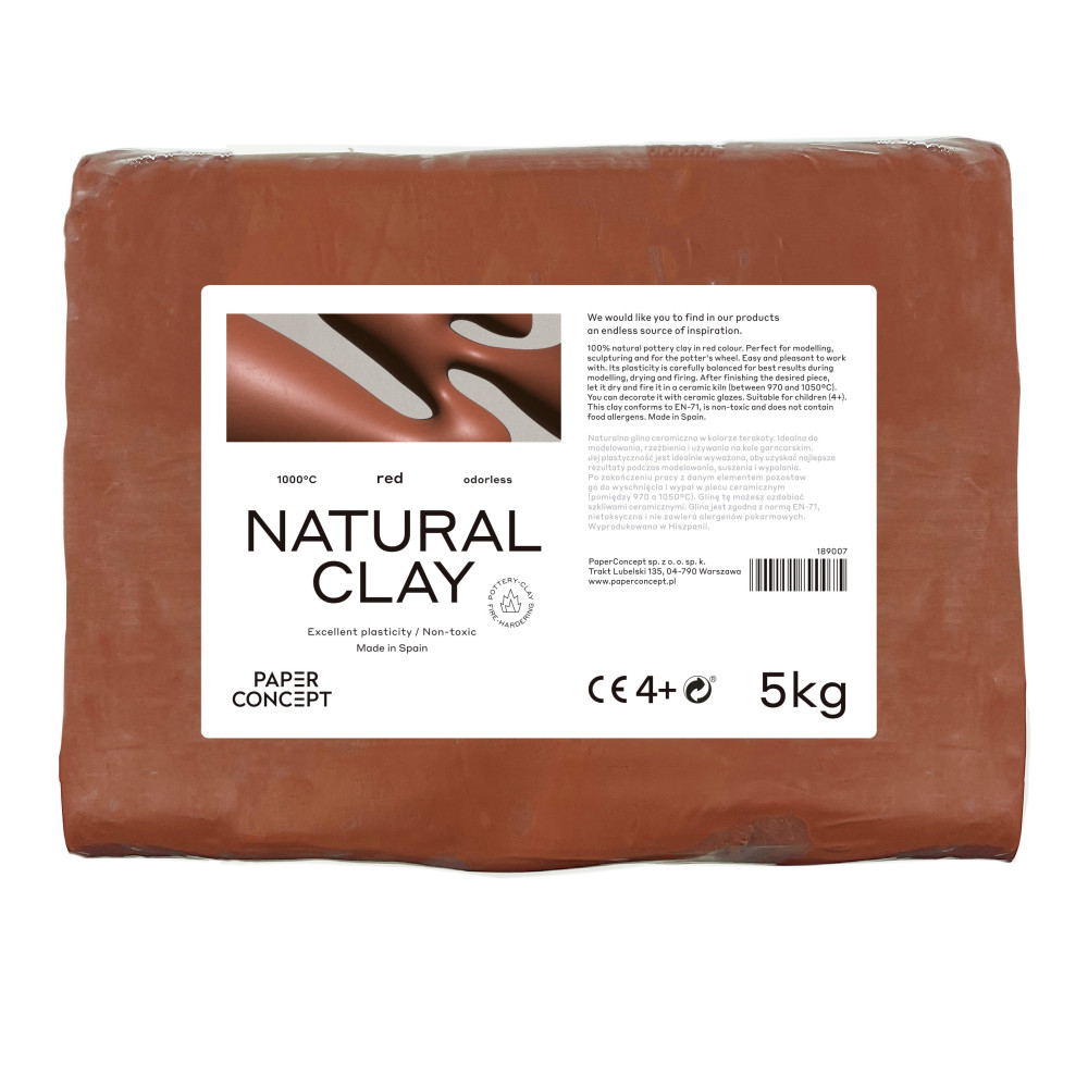 Glina rzeźbiarska Natural Clay - PaperConcept - Red, 5 kg