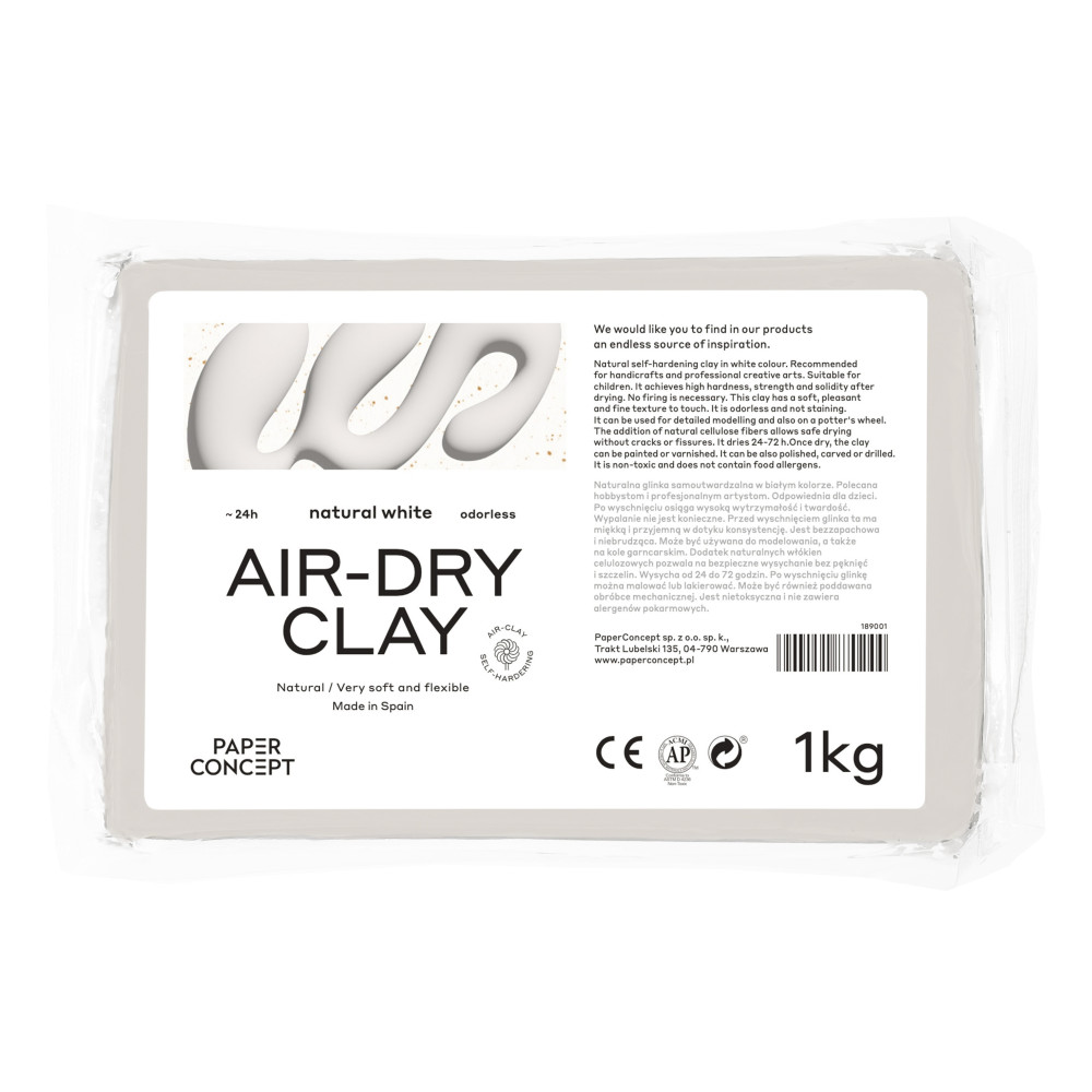 Glinka samoutwardzalna Air-Dry Clay - PaperConcept - Natural White, 1 kg