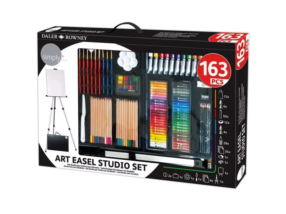 Zestaw artystyczny Art Easel Studio Set ze sztalugą - Daler Rowney - 163 szt.
