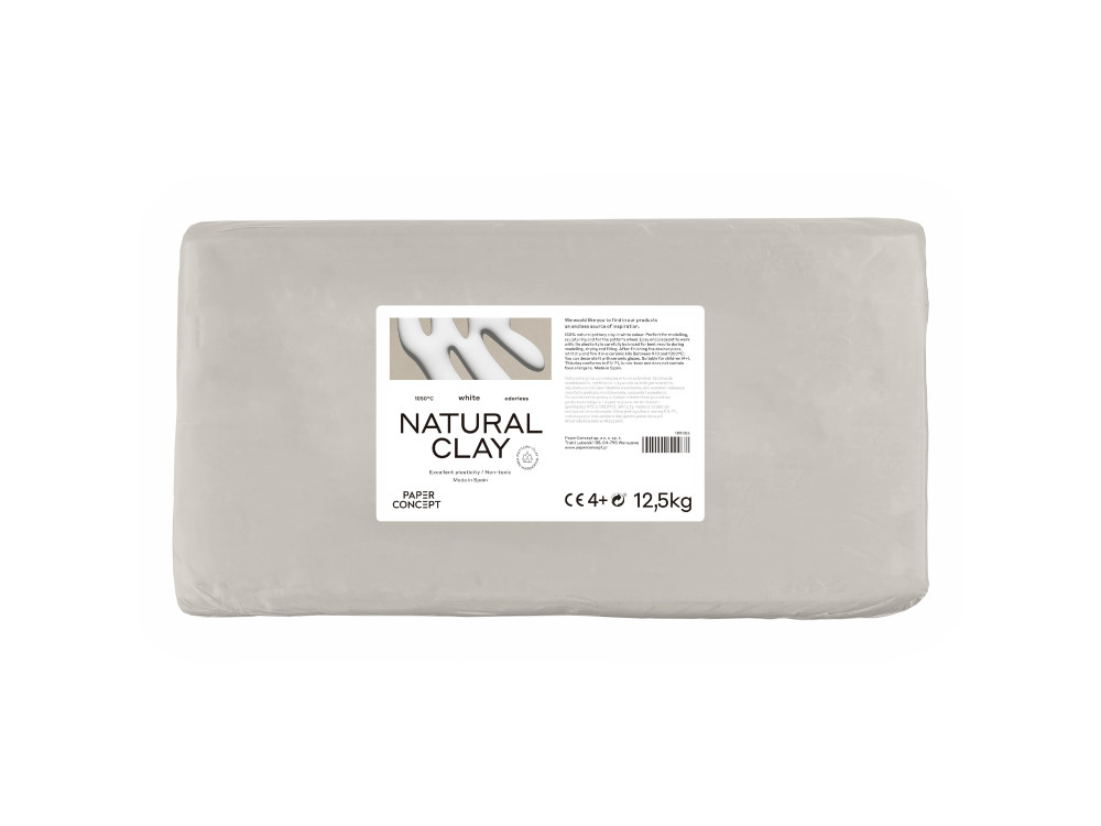 Natural pottery clay - PaperConcept - White, 12,5 kg