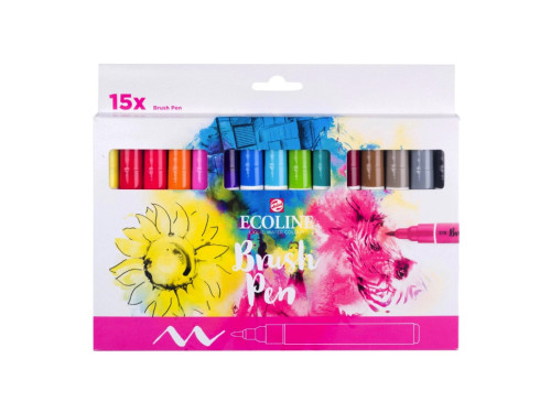 Zestaw pisaków pędzelkowych Ecoline - Talens - 15 szt.