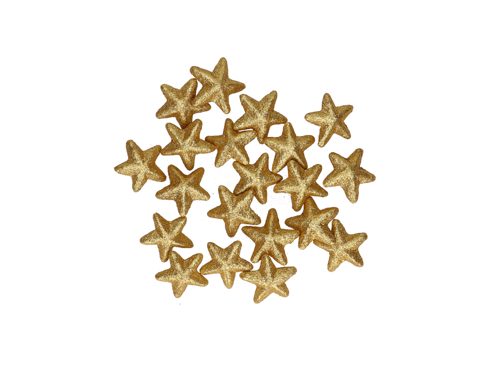 Glitter styrofoam stars - gold, 5 cm, 20 pcs.