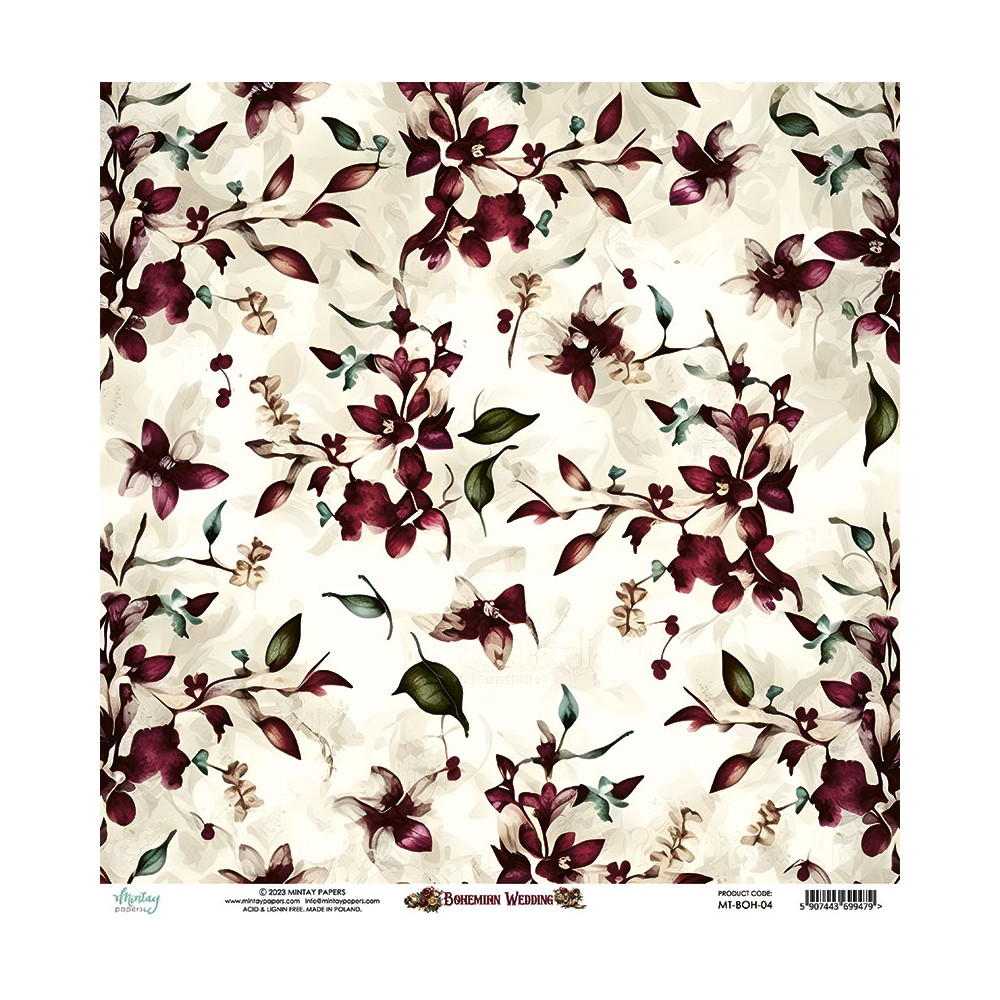 Papier do scrapbookingu 30,5 x 30,5 cm - Mintay - Bohemian Wedding 04