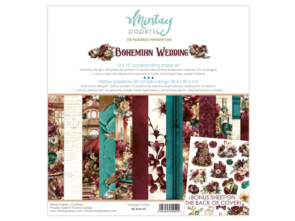Zestaw papierów do scrapbookingu 30,5 x 30,5 cm - Mintay - Bohemian Wedding