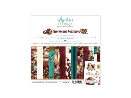 Set of scrapbooking papers 15,2 x 15,2 cm - Mintay - Bohemian Wedding