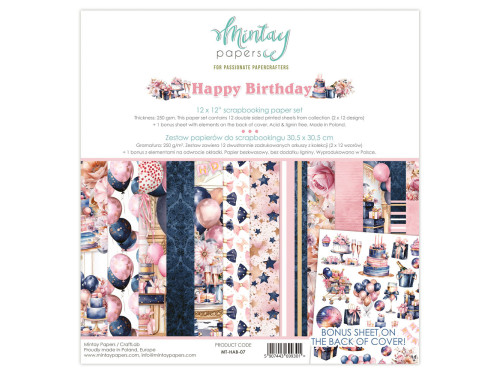 Zestaw papierów do scrapbookingu 30,5 x 30,5 cm - Mintay - Happy Birthday