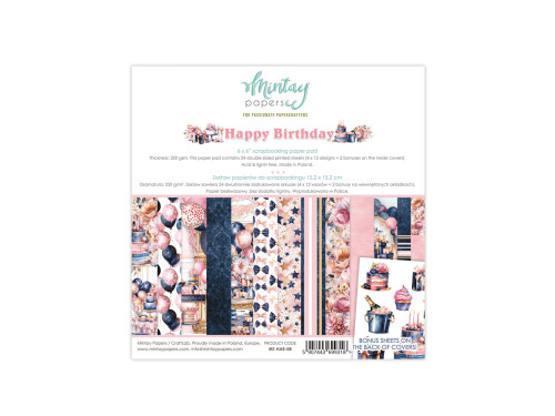 Set of scrapbooking papers 15,2 x 15,2 cm - Mintay - Happy Birthday