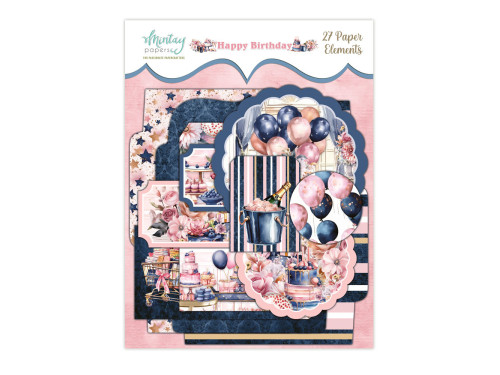 Set of paper elements, tags - Mintay - Happy Birthday, 27 pcs.