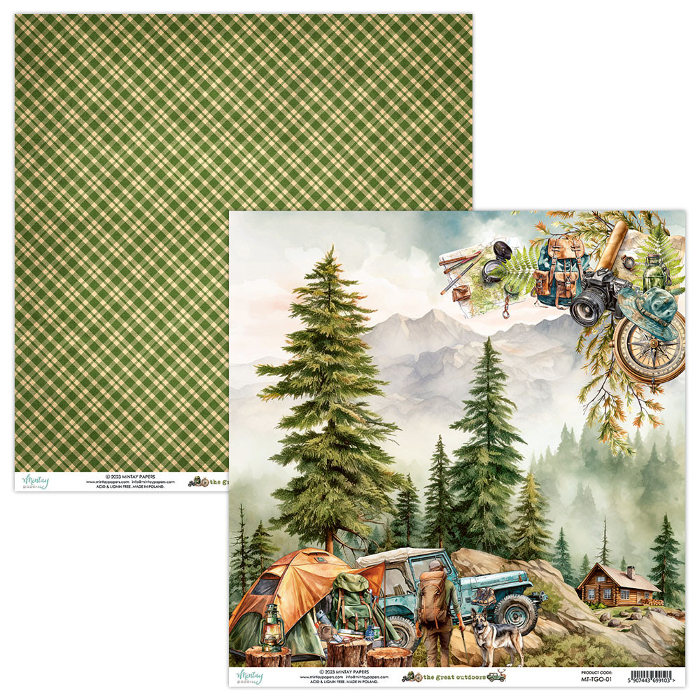 Scrapbooking paper 30,5 x 30,5 cm - Mintay - The Great Outdoor 01