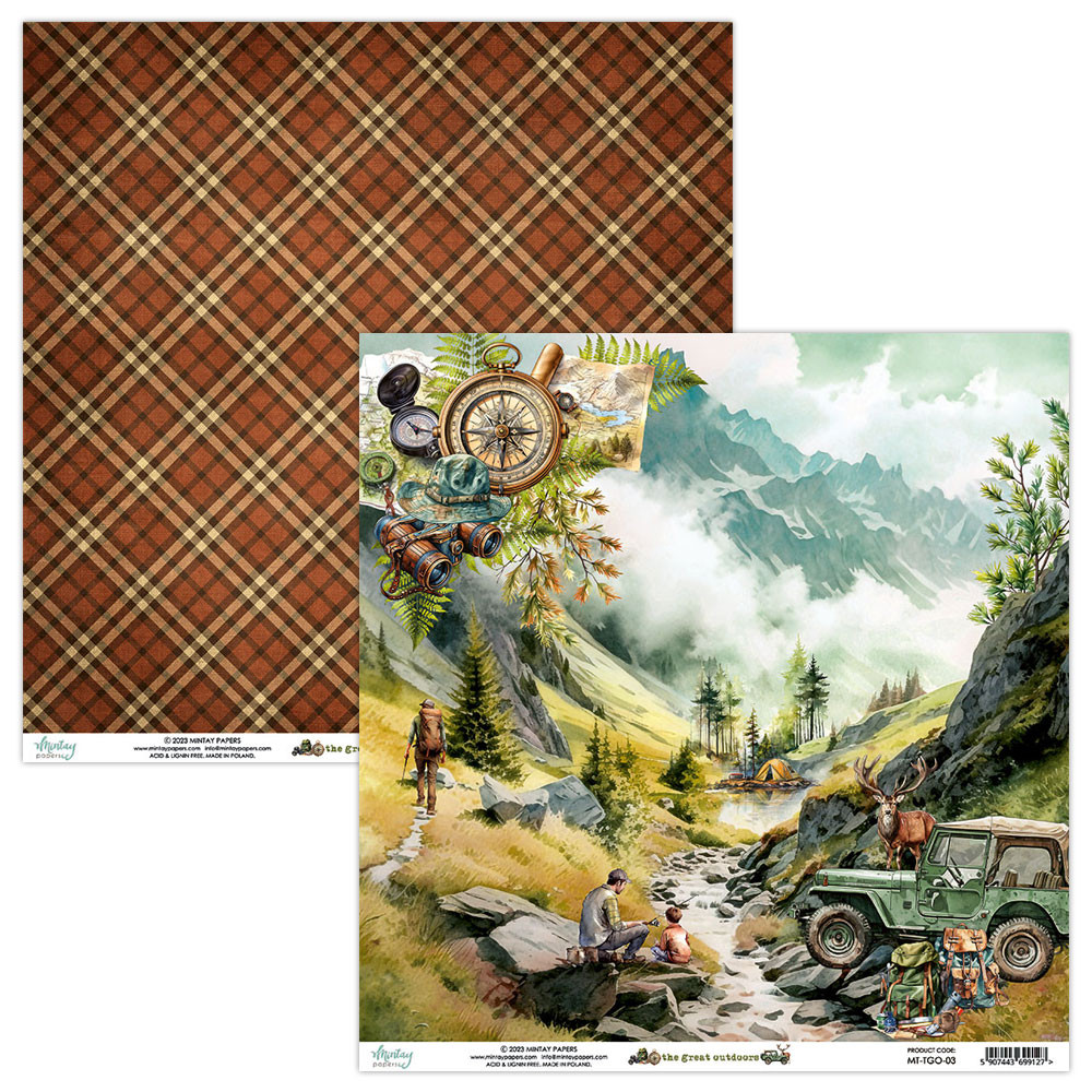 Scrapbooking paper 30,5 x 30,5 cm - Mintay - The Great Outdoor 03