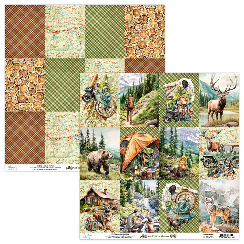Set of scrapbooking papers 15,2 x 15,2 cm - Mintay - The Great Outdoor