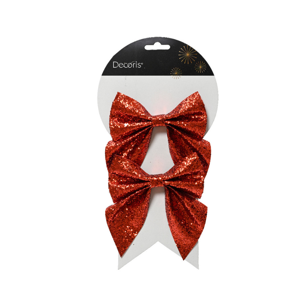 Set of a bows with wires - red 12 x 13 cm 2 pcs.