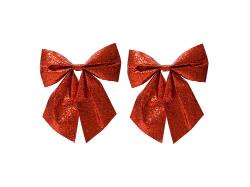 Set of a bows on a clip - red, 12 x 13 cm, 2 pcs.