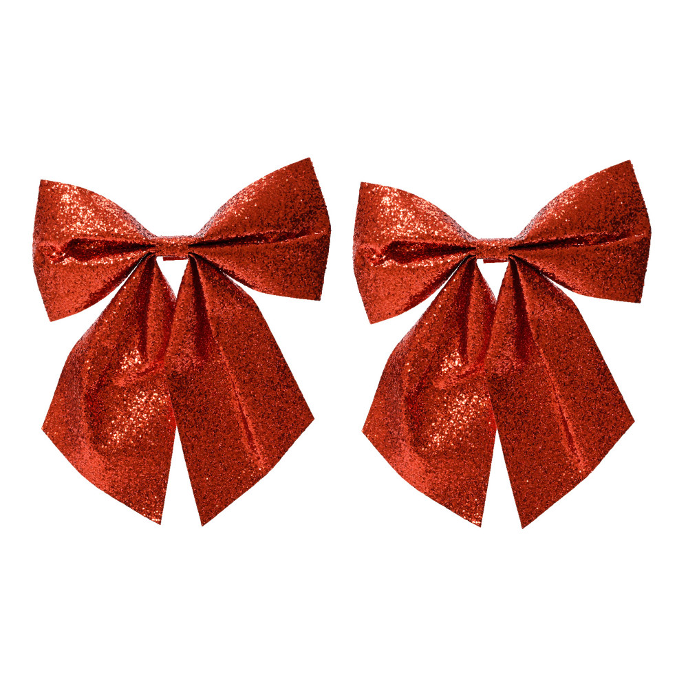 Set of a bows on a clip - red, 12 x 13 cm, 2 pcs.