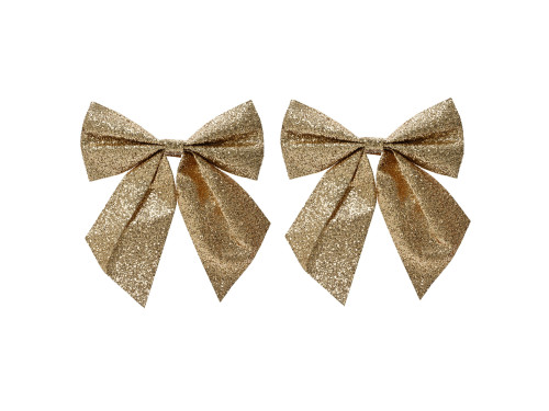 Set of a bows on a clip - gold, 12 x 13 cm, 2 pcs.