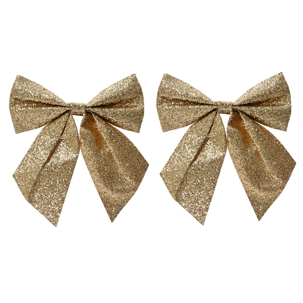 Set of a bows on a clip - gold, 12 x 13 cm, 2 pcs.
