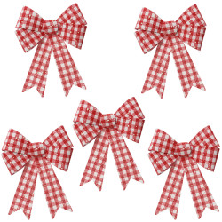 Set of a bows on wires - red and white, 15 x 17 cm, 5 pcs.