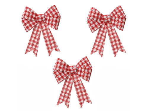 Set of a bows on wires - red and white, 15 x 17 cm, 3 pcs.