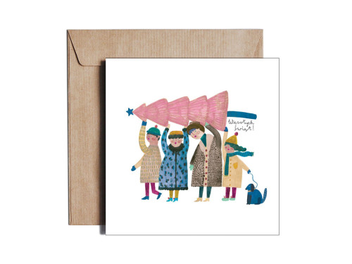 Greeting card - Pieskot - Under The Christmas Tree, 14,5 x 14,5 cm