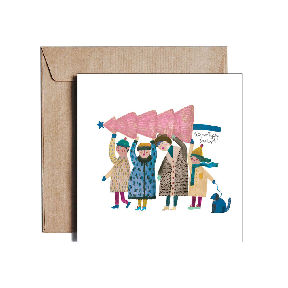 Greeting card - Pieskot - Under The Christmas Tree, 14,5 x 14,5 cm