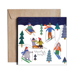 Greeting card - Pieskot - White Christmas, 14,5 x 14,5 cm