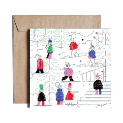 Greeting card - Pieskot - Winter Wonderland, 14,5 x 14,5 cm