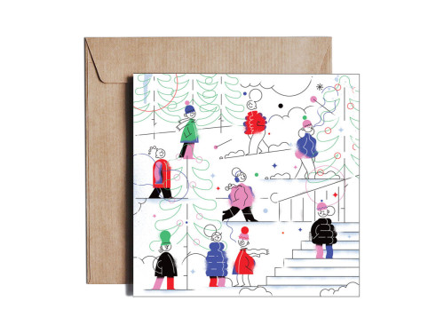 Kartka okolicznościowa - PiesKot - Winter Wonderland, 14,5 x 14,5 cm