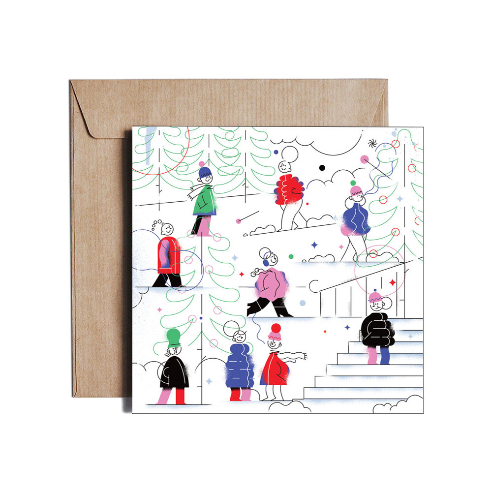 Greeting card - Pieskot - Winter Wonderland, 14,5 x 14,5 cm