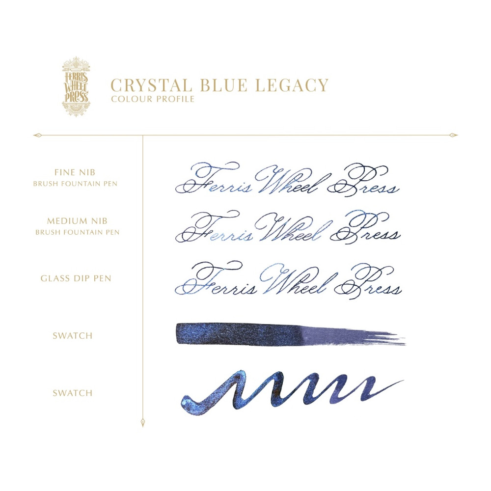 Calligraphy ink - Ferris Wheel Press - Crystal Blue Legacy, 38 ml