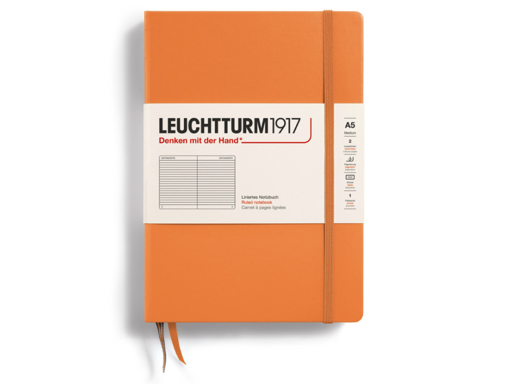 Notebook, A5 - Leuchtturm1917 - ruled, Apricot, hard cover, 80 g