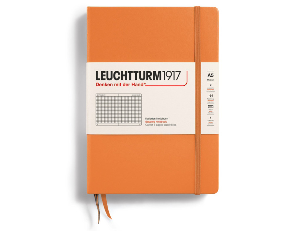 Notebook, A5 - Leuchtturm1917 - squared, Apricot, hard cover, 80 g