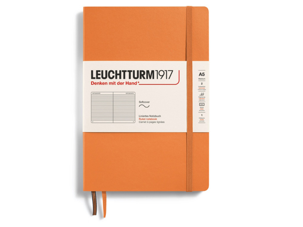 Notebook, A5 - Leuchtturm1917 - ruled, Apricot, soft cover, 80 g