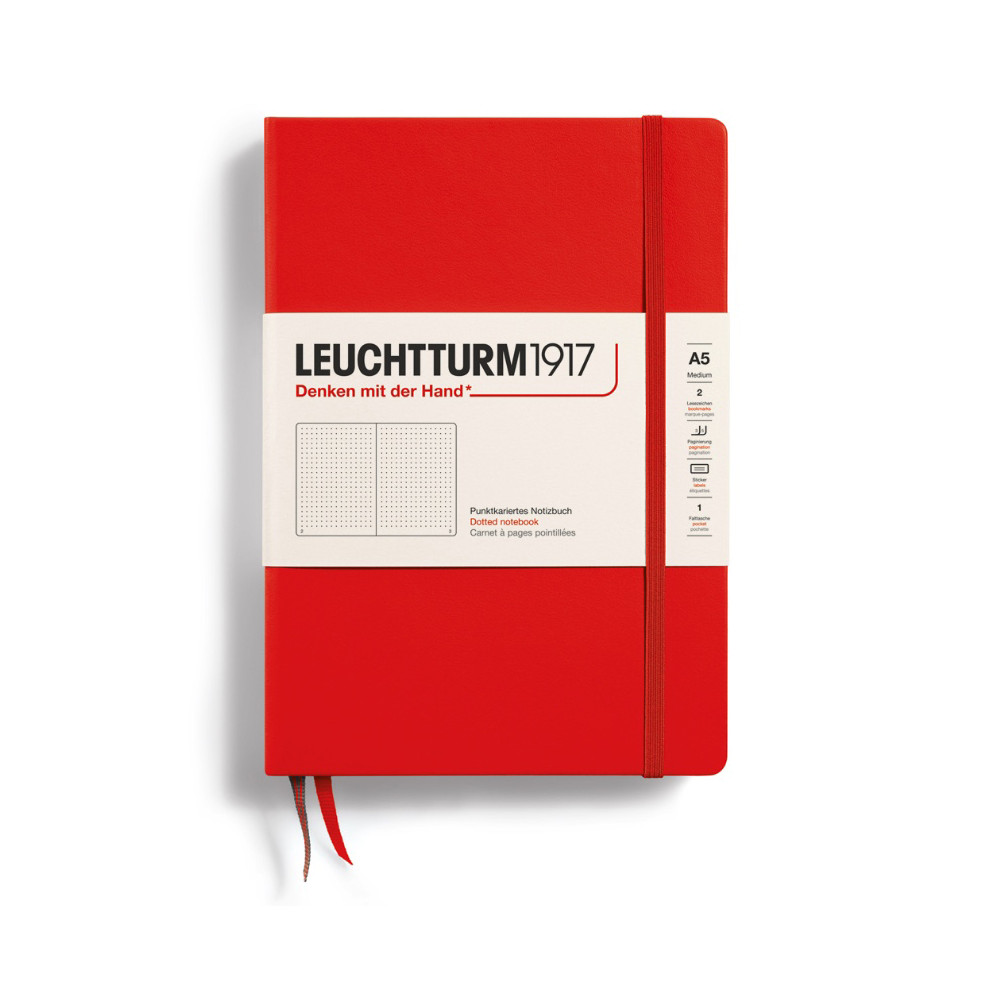 Notebook, A5 - Leuchtturm1917 - dotted, Lobster, hard cover, 80 g