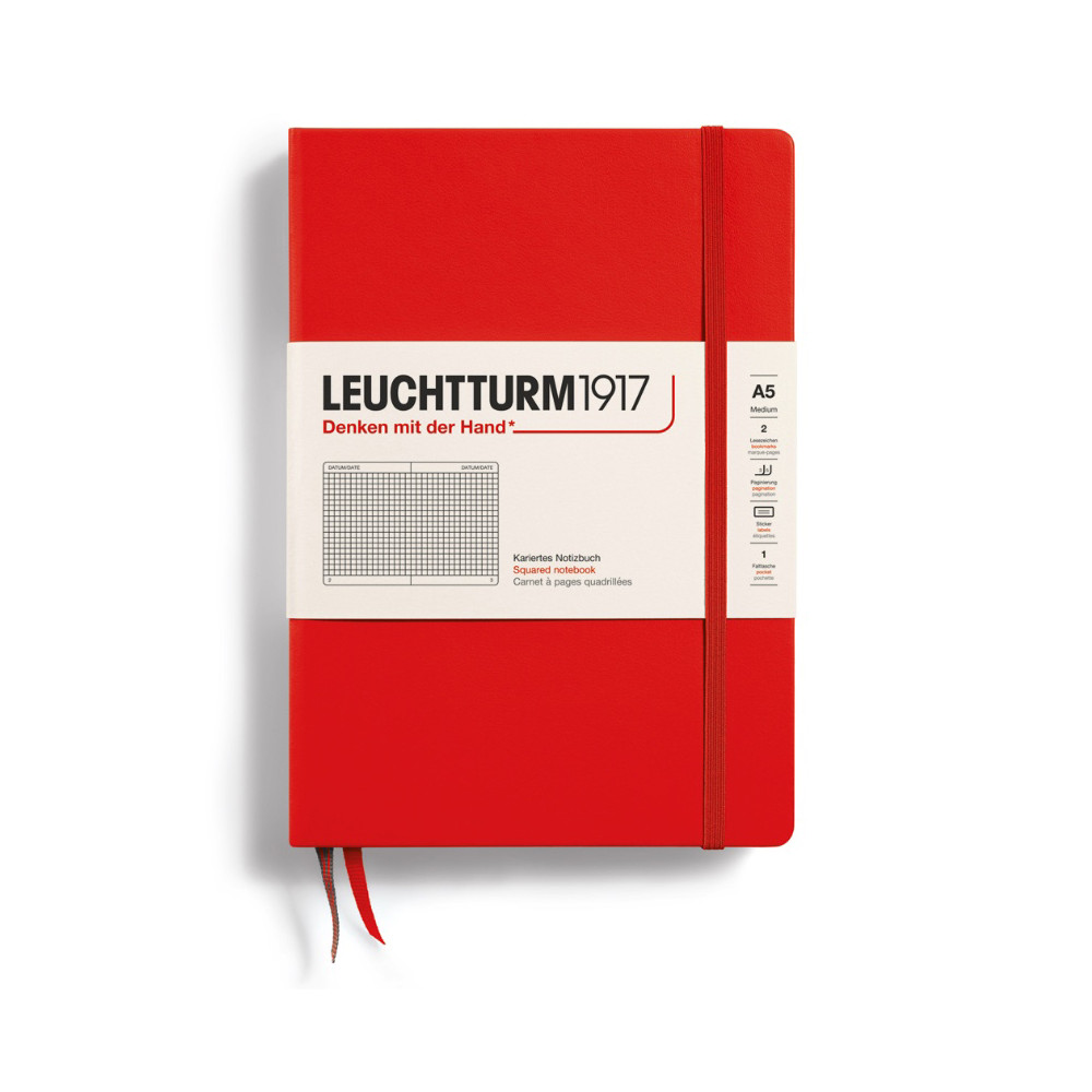 Notebook, A5 - Leuchtturm1917 - squared, Lobster, hard cover, 80 g
