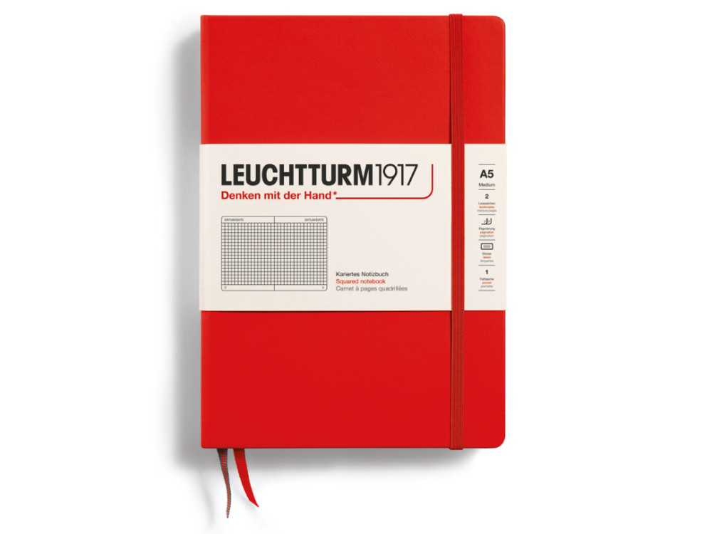 Notatnik A5 - Leuchtturm1917 - w kratkę, Lobster, twarda okładka, 80 g