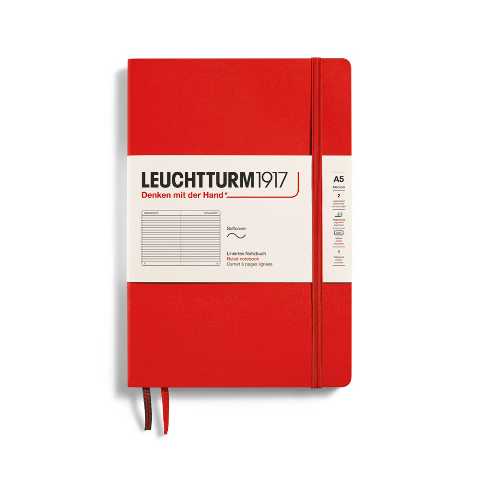 Notebook, A5 - Leuchtturm1917 - ruled, Lobster, soft cover, 80 g