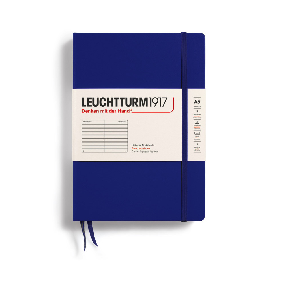 Notebook, A5 - Leuchtturm1917 - ruled, Ink, hard cover, 80 g