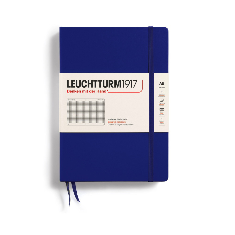 Notebook, A5 - Leuchtturm1917 - squared, Ink, hard cover, 80 g