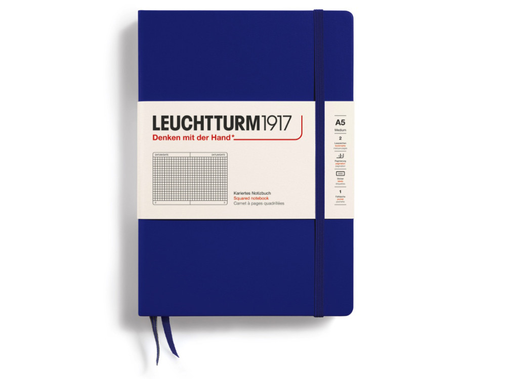 Notebook, A5 - Leuchtturm1917 - squared, Ink, hard cover, 80 g
