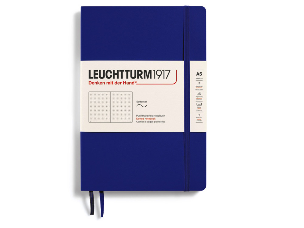 Notebook, A5 - Leuchtturm1917 - dotted, Ink, soft cover, 80 g
